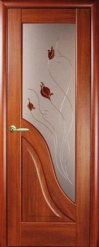 Двері  ПВХ АМАТА  80 каштан  Р1 ліва